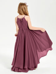 Asymmetrical Chiffon Junior Bridesmaid Dresses Mulberry