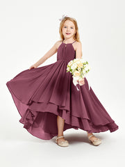 Asymmetrical Chiffon Junior Bridesmaid Dresses Mulberry