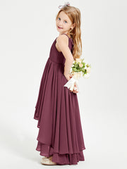 Asymmetrical Chiffon Junior Bridesmaid Dresses Mulberry