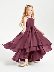 Asymmetrical Chiffon Junior Bridesmaid Dresses Mulberry