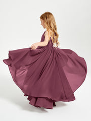 Asymmetrical Chiffon Junior Bridesmaid Dresses Mulberry