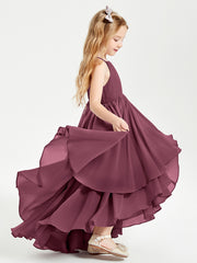 Asymmetrical Chiffon Junior Bridesmaid Dresses Mulberry