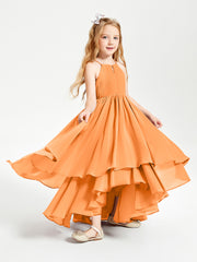 Asymmetrical Chiffon Junior Bridesmaid Dresses Orange