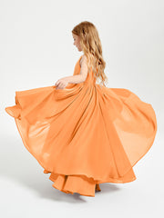 Asymmetrical Chiffon Junior Bridesmaid Dresses Orange