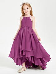 Asymmetrical Chiffon Junior Bridesmaid Dresses Orchid