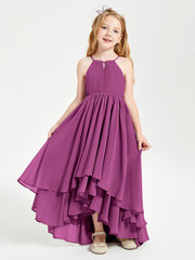 Asymmetrical Chiffon Junior Bridesmaid Dresses Orchid