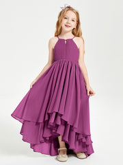 Asymmetrical Chiffon Junior Bridesmaid Dresses Orchid