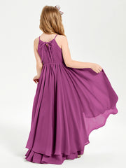 Asymmetrical Chiffon Junior Bridesmaid Dresses Orchid