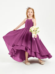 Asymmetrical Chiffon Junior Bridesmaid Dresses Orchid