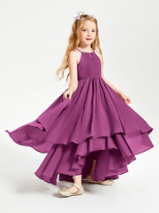 Asymmetrical Chiffon Junior Bridesmaid Dresses Orchid