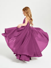 Asymmetrical Chiffon Junior Bridesmaid Dresses Orchid