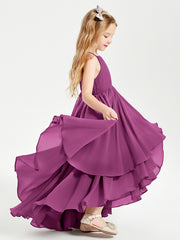 Asymmetrical Chiffon Junior Bridesmaid Dresses Orchid