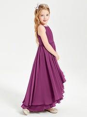 Asymmetrical Chiffon Junior Bridesmaid Dresses Orchid