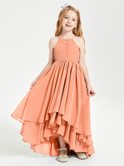 Asymmetrical Chiffon Junior Bridesmaid Dresses Papaya