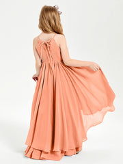 Asymmetrical Chiffon Junior Bridesmaid Dresses Papaya