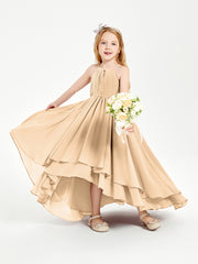 Asymmetrical Chiffon Junior Bridesmaid Dresses Peach