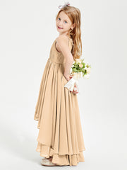Asymmetrical Chiffon Junior Bridesmaid Dresses Peach