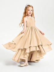 Asymmetrical Chiffon Junior Bridesmaid Dresses Peach