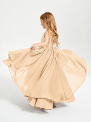 Asymmetrical Chiffon Junior Bridesmaid Dresses Peach
