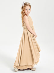 Asymmetrical Chiffon Junior Bridesmaid Dresses Peach