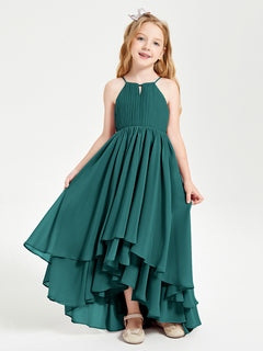 Asymmetrical Chiffon Junior Bridesmaid Dresses Peacock