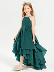 Asymmetrical Chiffon Junior Bridesmaid Dresses Peacock