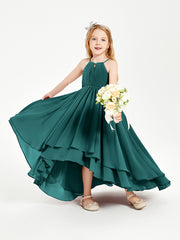 Asymmetrical Chiffon Junior Bridesmaid Dresses Peacock