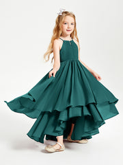Asymmetrical Chiffon Junior Bridesmaid Dresses Peacock