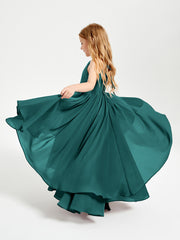 Asymmetrical Chiffon Junior Bridesmaid Dresses Peacock