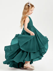 Asymmetrical Chiffon Junior Bridesmaid Dresses Peacock