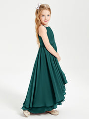 Asymmetrical Chiffon Junior Bridesmaid Dresses Peacock