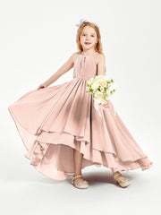 Asymmetrical Chiffon Junior Bridesmaid Dresses Pearl Pink