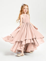 Asymmetrical Chiffon Junior Bridesmaid Dresses Pearl Pink