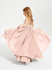 Asymmetrical Chiffon Junior Bridesmaid Dresses Pearl Pink