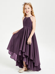 Asymmetrical Chiffon Junior Bridesmaid Dresses Plum