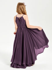 Asymmetrical Chiffon Junior Bridesmaid Dresses Plum