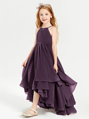 Asymmetrical Chiffon Junior Bridesmaid Dresses Plum