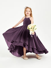 Asymmetrical Chiffon Junior Bridesmaid Dresses Plum
