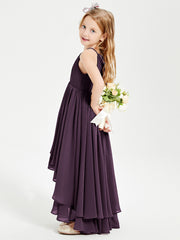 Asymmetrical Chiffon Junior Bridesmaid Dresses Plum