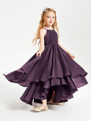 Asymmetrical Chiffon Junior Bridesmaid Dresses Plum