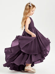 Asymmetrical Chiffon Junior Bridesmaid Dresses Plum