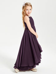 Asymmetrical Chiffon Junior Bridesmaid Dresses Plum
