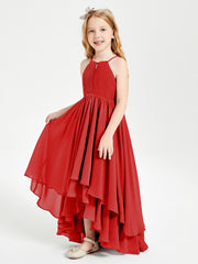 Asymmetrical Chiffon Junior Bridesmaid Dresses Red