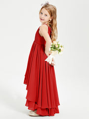 Asymmetrical Chiffon Junior Bridesmaid Dresses Red