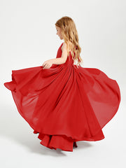 Asymmetrical Chiffon Junior Bridesmaid Dresses Red