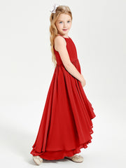 Asymmetrical Chiffon Junior Bridesmaid Dresses Red