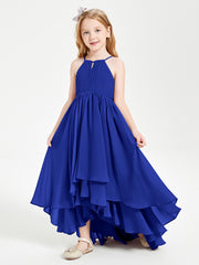 Asymmetrical Chiffon Junior Bridesmaid Dresses Royal Blue
