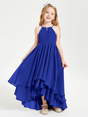 Asymmetrical Chiffon Junior Bridesmaid Dresses Royal Blue