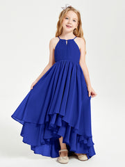 Asymmetrical Chiffon Junior Bridesmaid Dresses Royal Blue