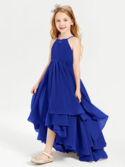 Asymmetrical Chiffon Junior Bridesmaid Dresses Royal Blue